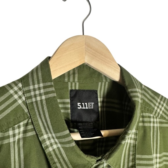 5.11 Tactical Shirt Men's Plaid Snap Button Short Sleeve Green Outdoors Size XL - Picture 5 of 6